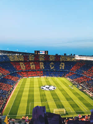 Camp Nou Stadium Crowd Mosaic Wallpaper