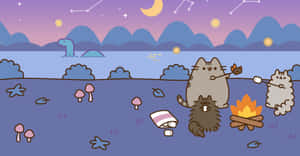 Camper Pusheen Kawaii With A Monster Wallpaper