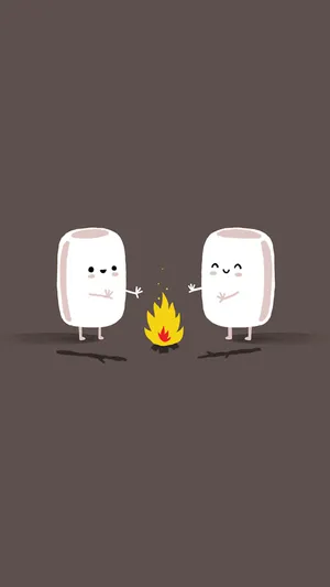 Camping Marshmallows Minimalist Iphone Wallpaper