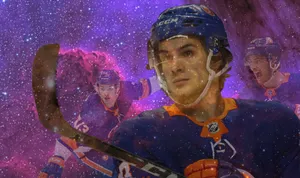 Canadian Ice Hockey Player Mathew Barzal Portrait Digital Art Wallpaper