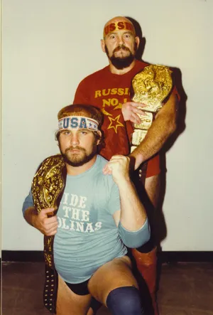 Canadian Wrestler Ivan Koloff And American Wrestle Don Kernodle Wallpaper