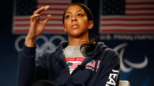 Candace Parker Basking In The Glory Of Her Gold Medal Wallpaper