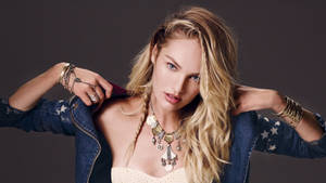 Candice Swanepoel Denim Jacket Photography Wallpaper