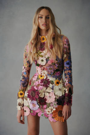 Candice Swanepoel Floral Dress Wallpaper