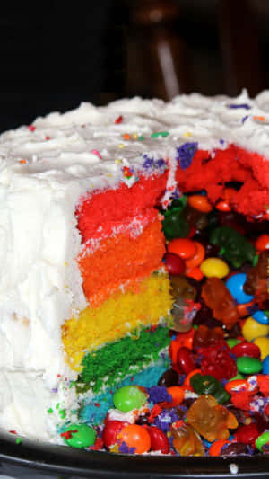 Candies And Rainbow Cake Iphone Wallpaper