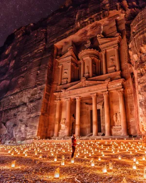 Candle Field In Petra Jordan Wallpaper