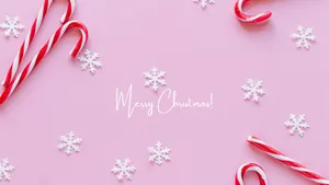 Candy Caneand Snowflakes Christmas Greeting Wallpaper