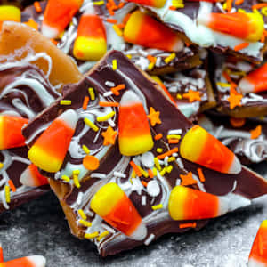 Candy Corn Chocolate Bark Halloween Treat Wallpaper