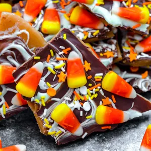 Candy Corn Chocolate Bark Halloween Treat Wallpaper