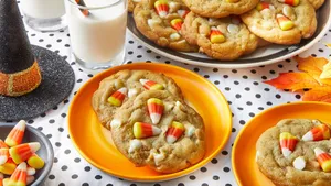 Candy Corn Decorated Cookies Halloween Treat Wallpaper