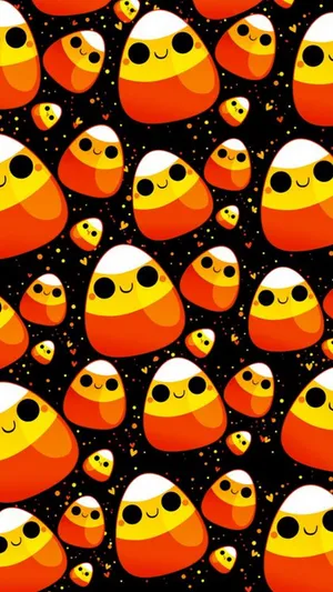 Candy Corn Smiles Pattern Halloween Wallpaper