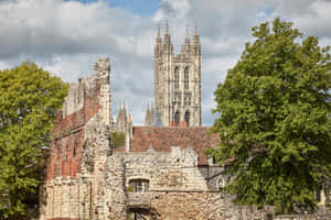 Canterbury Cathedral Behind Ruins Wallpaper