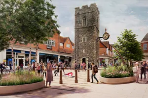 Canterbury City Center Bustling Daytime Wallpaper