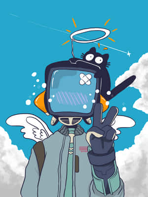 Canti, The Iconic Robot From Flcl, Standing Tall Against A Vibrant, Colorful Background. Wallpaper