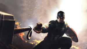 Captain America Action Pose Wallpaper