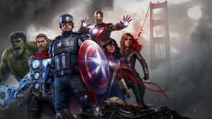 Captain America And Iron Man Clash In Intense Superhero Video Game Scene Wallpaper