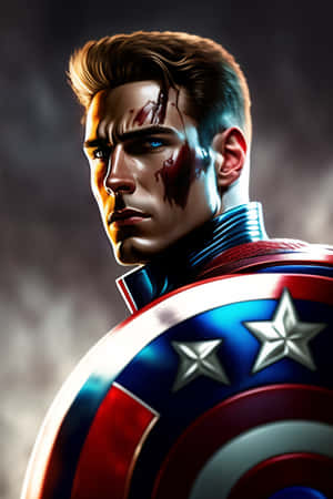 Captain America Battle Ready Illustration Wallpaper