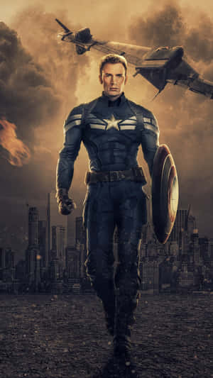 Captain America Desktop Walking Spaceship Wallpaper