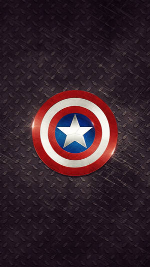 Captain America Shield Iphone On Steel Floor Wallpaper