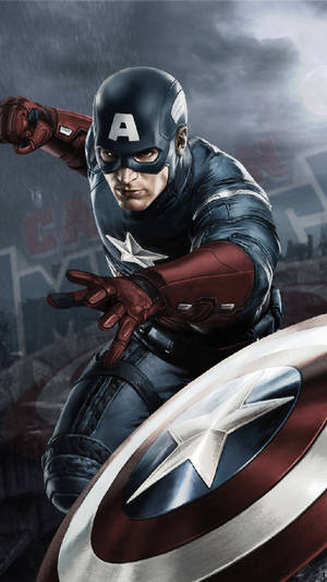 Captain America Superhero Shield Punch Attack Wallpaper