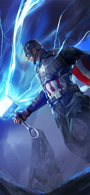 Captain America Thor Hammer Lightning Wallpaper