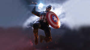 Captain America With Mjolnirand Shield Wallpaper