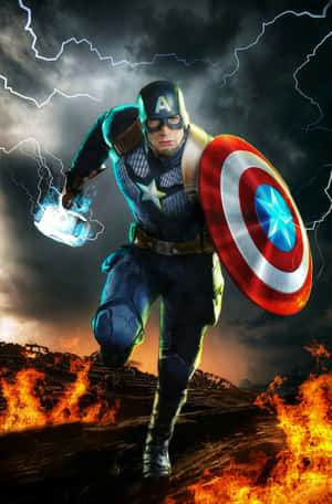 Captain America Worthy Of Mjölnir Glowing Wallpaper