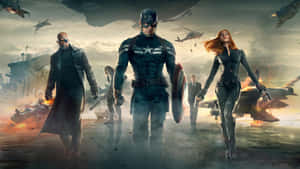 Captain Americaand Team Walking Towards Battle Wallpaper