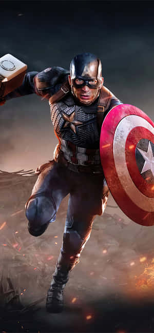 Captain Americain Actioni Phone Wallpaper Wallpaper