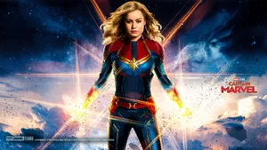 Captain Marvel Powerful Hero Pose Wallpaper