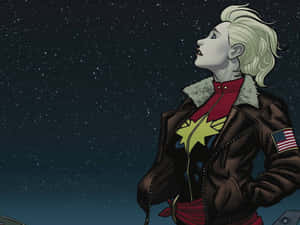 Captain Marvel Stargazing Wallpaper