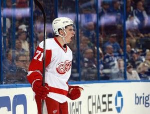 Captain Of Detroit Red Wings Dylan Larkin Wallpaper