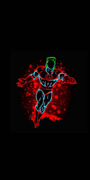 Captain Planet Neon Red Art Wallpaper