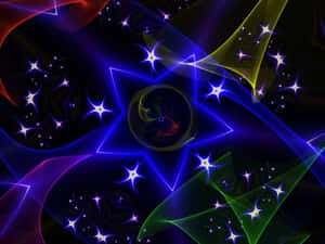 Caption: 3d Star Glowing With Vibrant Colors Wallpaper