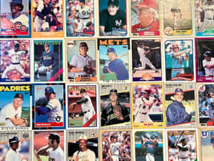 Caption: A Collection Of Vintage Baseball Cards Wallpaper