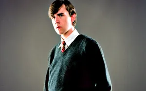 Caption: A Determined Neville Longbottom With His Wand Raised Wallpaper