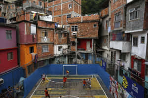 Caption: A Dynamic Game Of Street Soccer Wallpaper