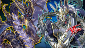 Caption: A Fierce Battle: Yu-gi-oh! Dragons Clash In Intense Duel Wallpaper