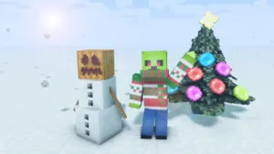 Caption: A Friendly Minecraft Snow Golem In Its Snowy Environment Wallpaper
