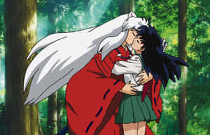 Caption: A Heartwarming Moment Between Inuyasha And Kagome Wallpaper