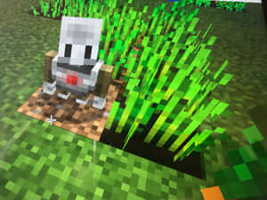 Caption: A Serene Minecraft Farm Flourishing With Crops And Animals Wallpaper