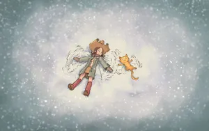 Caption: A Serene Winter Scene Featuring A Snow Angel Wallpaper