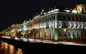 Caption: A Stunning View Of The Hermitage Museum In Winter Wallpaper