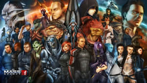 Caption: A Thrilling Journey With Mass Effect Characters Wallpaper