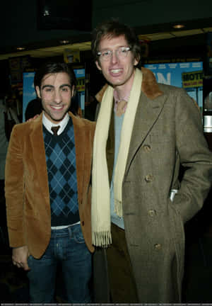 Caption: Actor Jason Schwartzman Smiling At A Celebrity Event Wallpaper