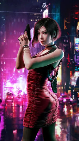 Caption: Ada Wong In Her Signature Attire Wallpaper