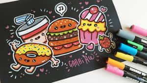 Caption: Adorable And Delicious Kawaii Food Collection Wallpaper