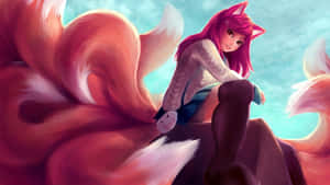 Caption: Adorable Kawaii Fox Cartoon Wallpaper Wallpaper