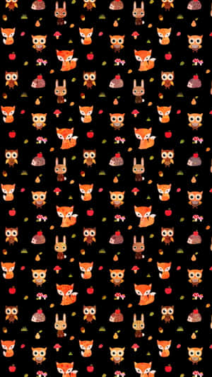 Caption: Adorable Kawaii Fox Illustration Wallpaper