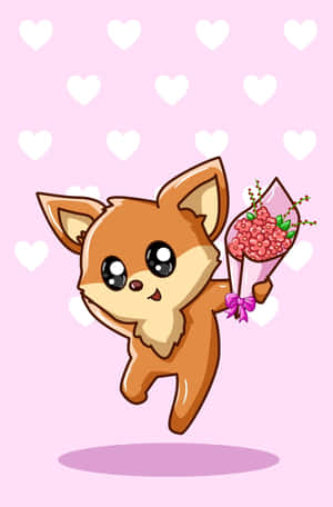 Caption: Adorable Kawaii Fox Illustration Wallpaper